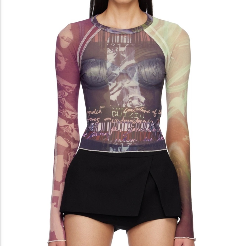 Danielle Guizio Mesh Long Sleeve Top